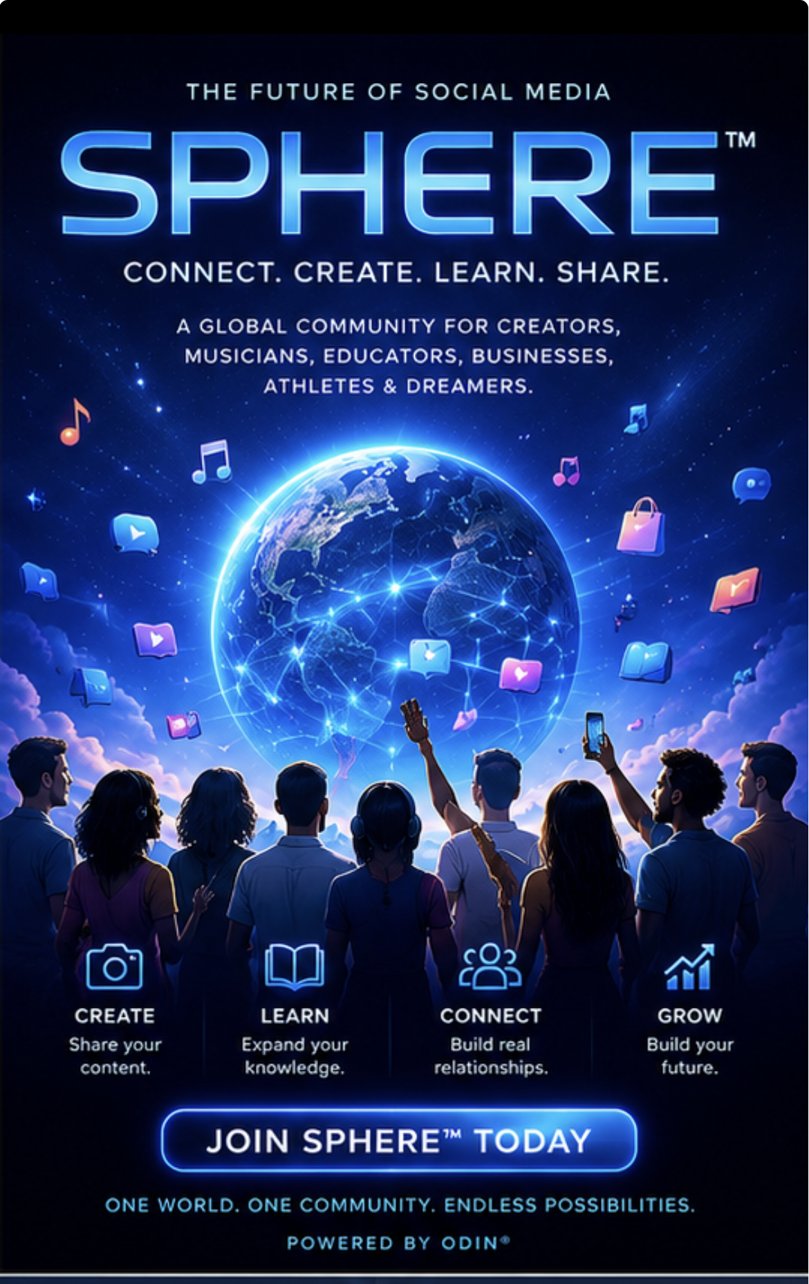SPHERE social media platform powered by ODIN